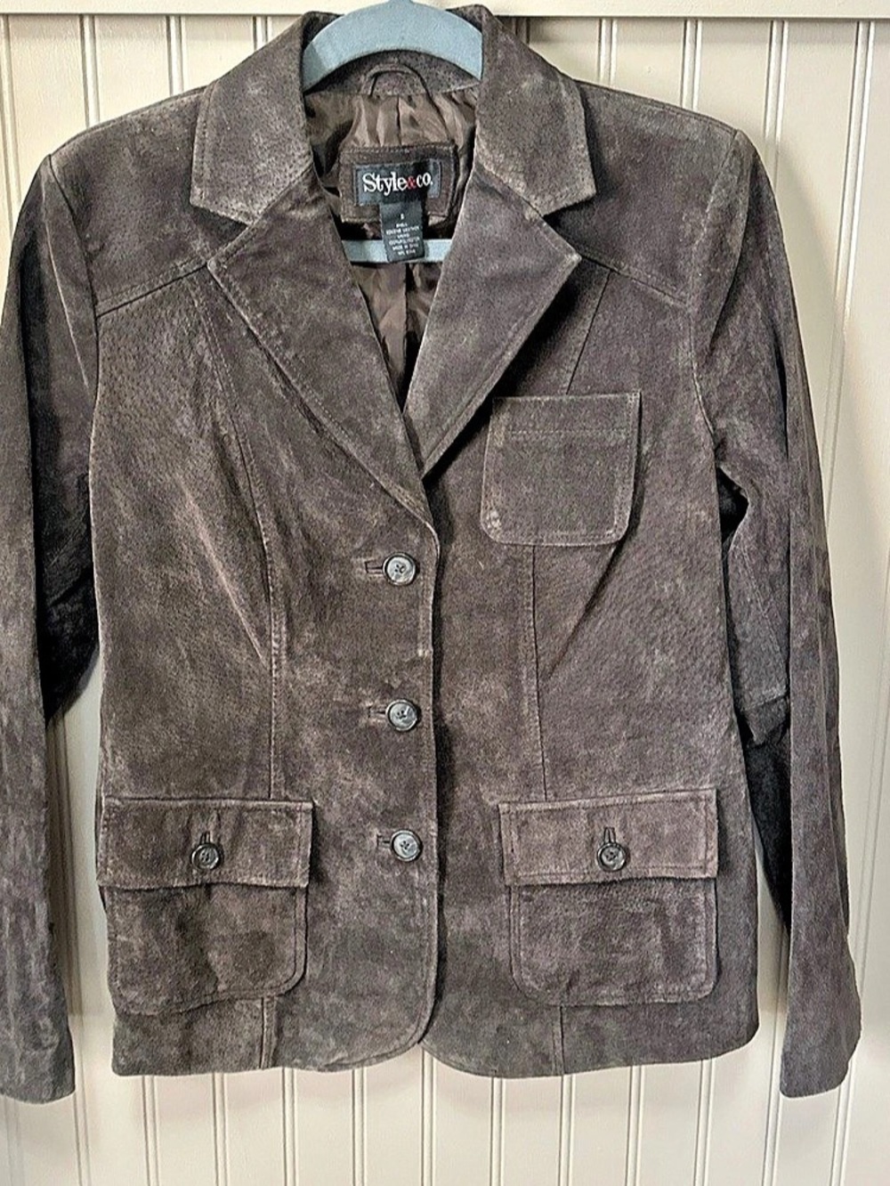 90s Style&Co. Leather Blazer in Brown Size Small 65